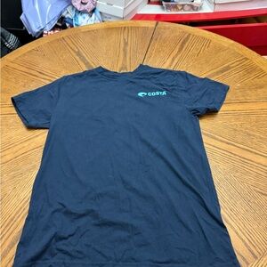 Costa Navy Short Sleeve Tee with Turquoise Logo